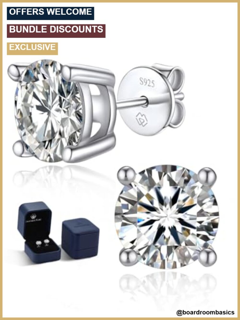Moissanite Stud Earrings 925 Sterling Silver Hypoallergenic 1ct Push Back